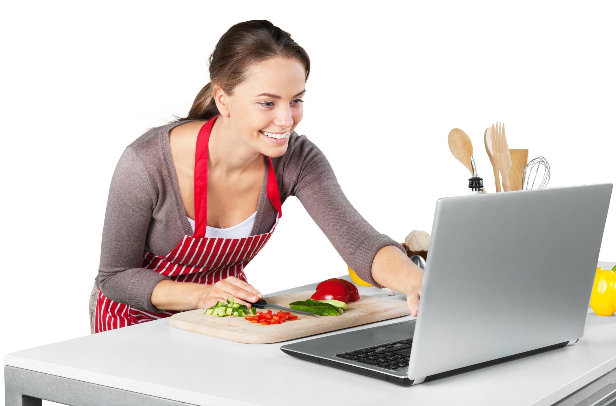 Instructor cooking in bright kitchen